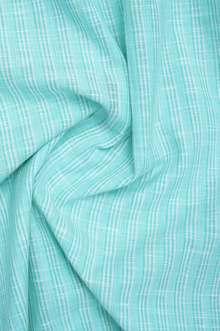 Regular Collar Stripes Design Mint Blue Linen Cotton Shirt