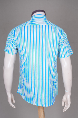 Regular Collar Stripes Design Multicolor Cotton Shirt