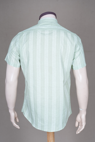 Regular Collar Stripes Design Pastel Green Cotton Shirt