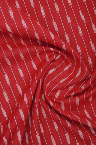 Regular Collar Stripes Design Soft Red Ikat Cotton Shirt