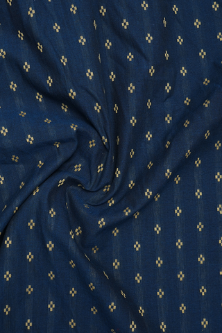 Regular Collar Threadwork Buttis Prussian Blue Cotton Shirt