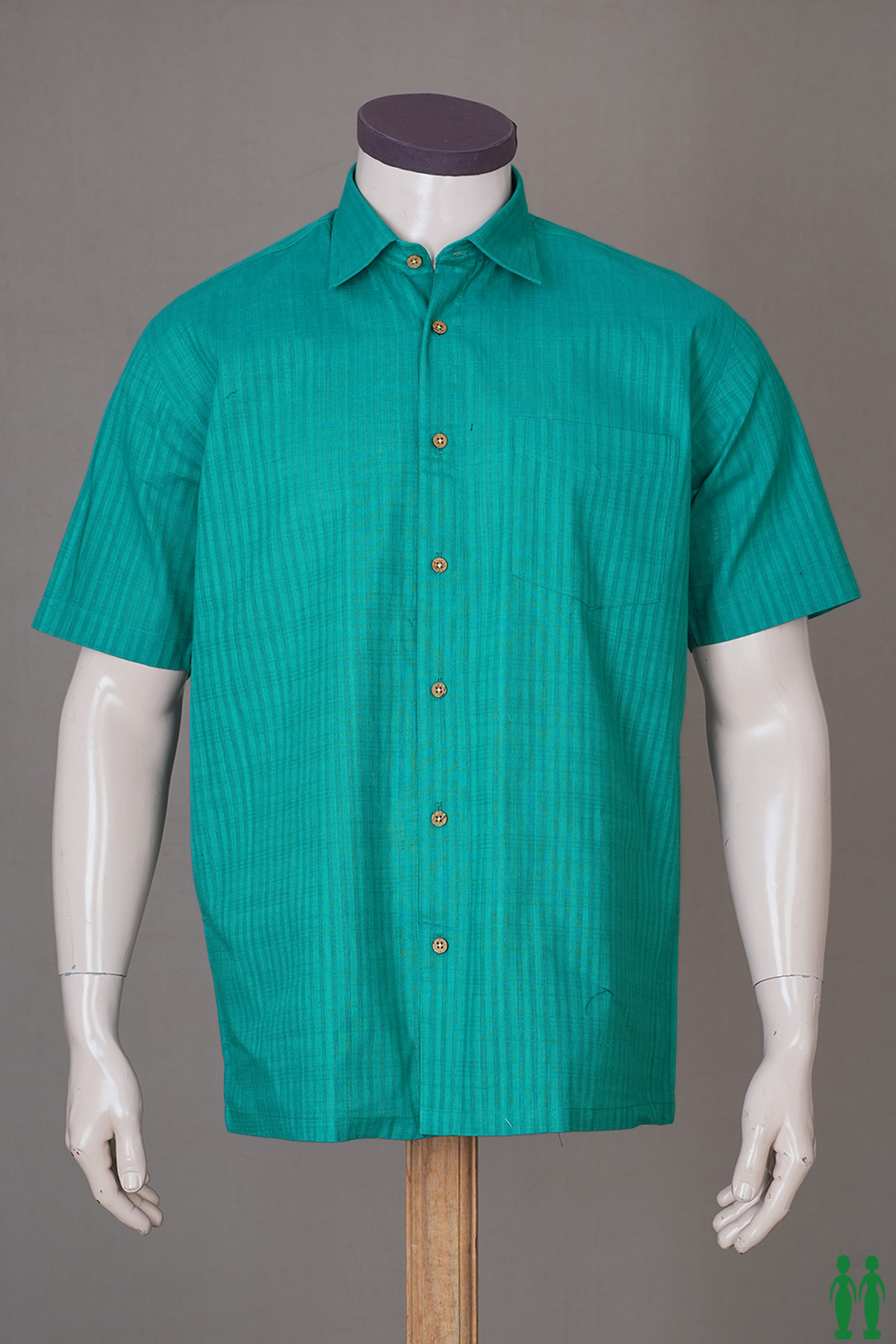 Regular Collar Turkish Green Cotton Shirt