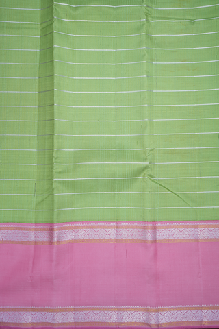 Rettai Pettu Zari Border Pastel Green Kanchipuram Silk Saree