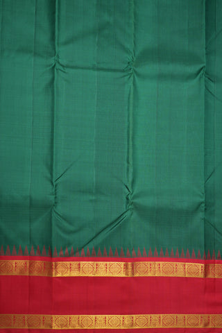 Rettai Pettu Zari Border Plain Green Kanchipuram Silk Saree