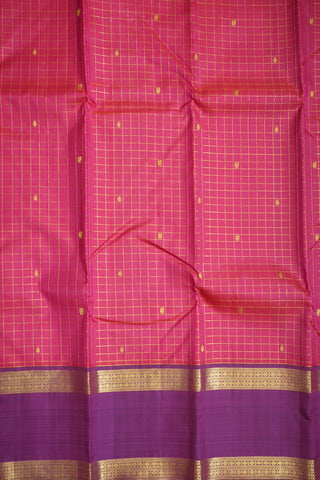 Rettai Pettu Zari Border Rani Pink Kanchipuram Silk Saree