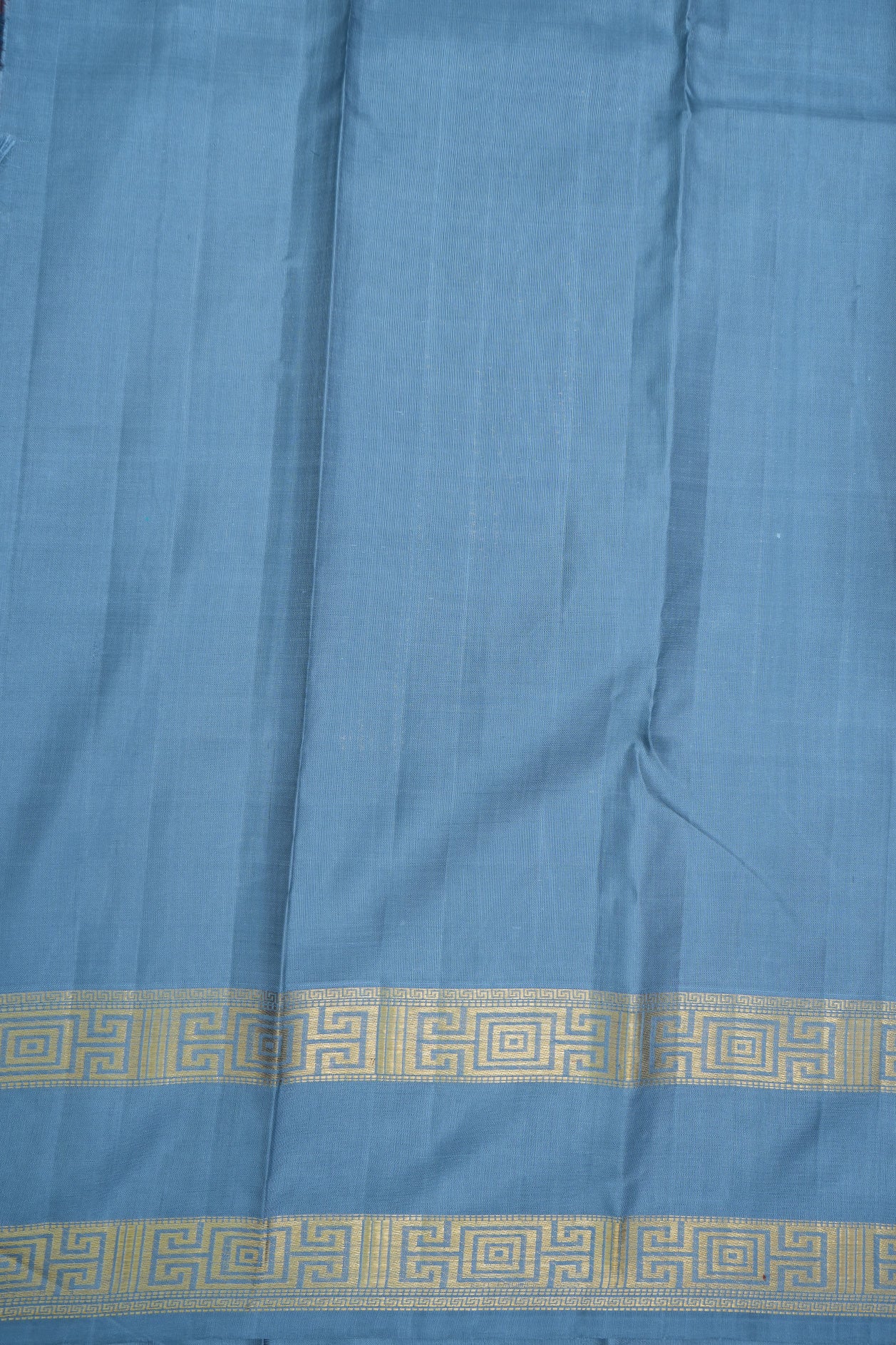 Rettai Pettu Zari Border Steel Blue Kanchipuram Handloom Silk Saree