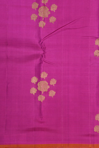 Rose Flower Zari Butta Magenta Pink Kanchipuram Silk Saree