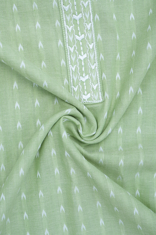 Round Neck Arrow Design Pastel Green Cotton Long Kurta