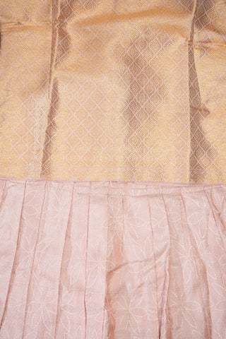 Round Neck Light Salmon Pink Kanchipuram Silk Pavadai Sattai