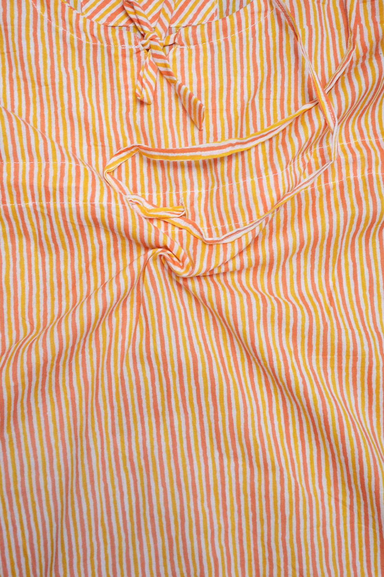 Round Neck Multicolor Stripes Dobby Cotton Kaftan