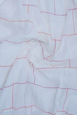 Round Neck Stripes Design White Cotton Long Kurta