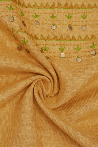 Round Neck Threadwork Design Yam Orange Cotton Salwar Set