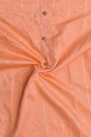 Round Neck Pastel Orange Chanderi Silk Cotton Long Kurta