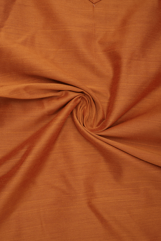 Round Split Neck Plain Ginger Orange Raw Silk Long Kurta