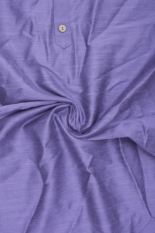 Round Split Neck Plain Soft Purple Raw Silk Long Kurta