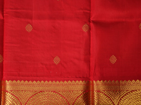Rudraksh Motif With Dark Beige Kanchipuram Silk Pavada Sattai Material