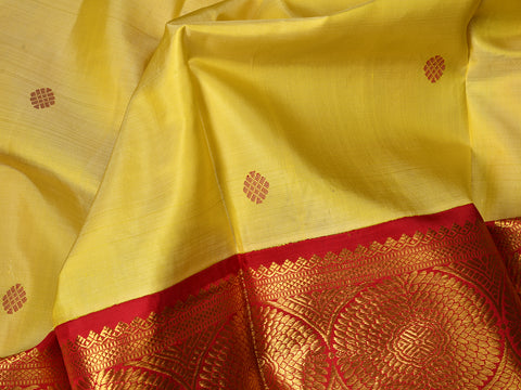 Rudraksh Motif With Dark Beige Kanchipuram Silk Pavada Sattai Material