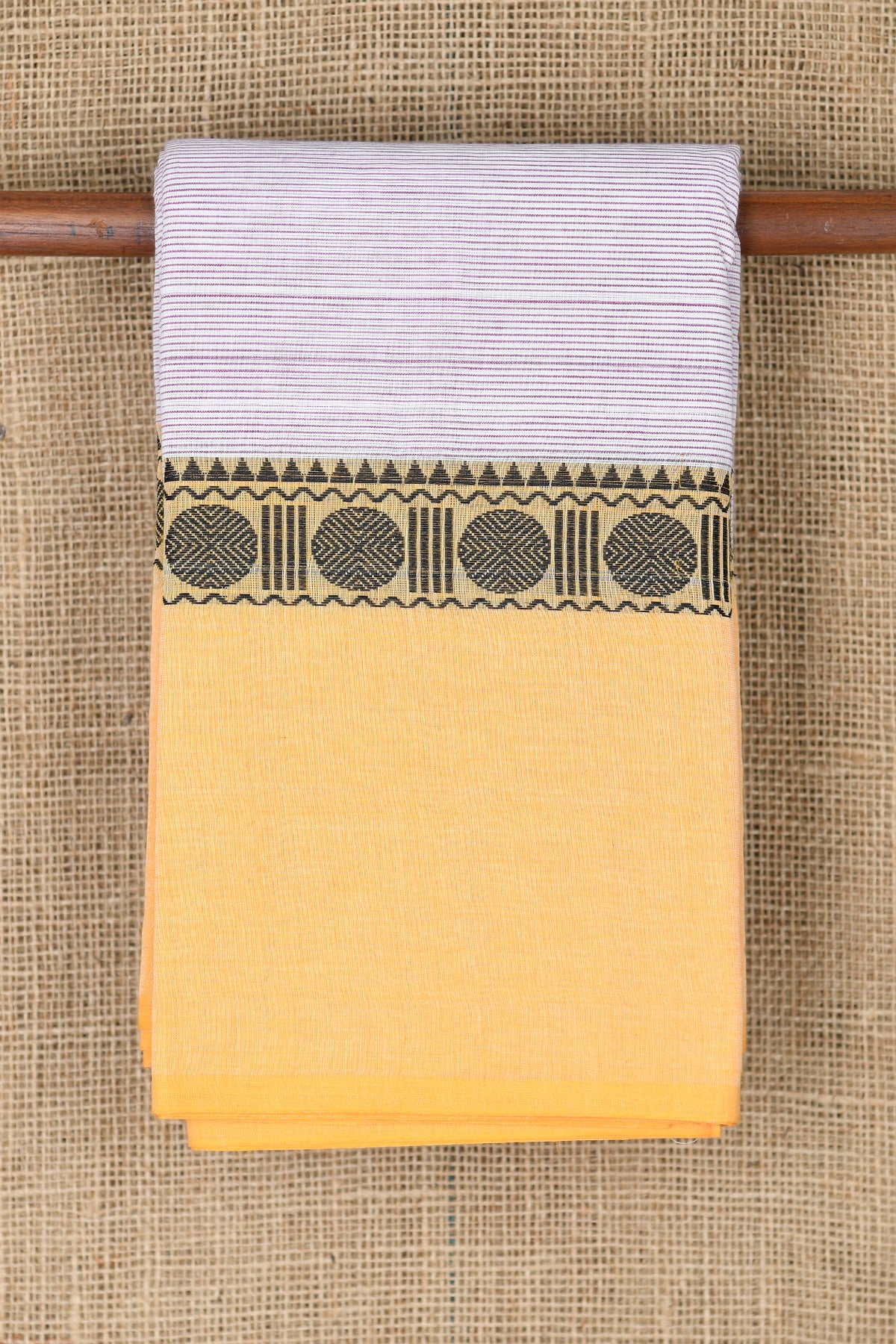 Rudraksh Big Border With Stripes Pastel Lavender Chettinad Cotton Saree