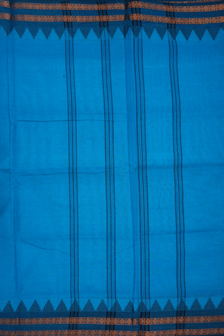 Rudraksh Border Cerulean Blue Nine Yards Cotton Saree