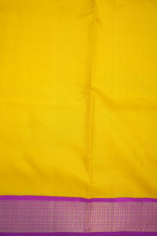 Rudraksh Border Plain Sunflower Yellow Nine Yards Silk Saree