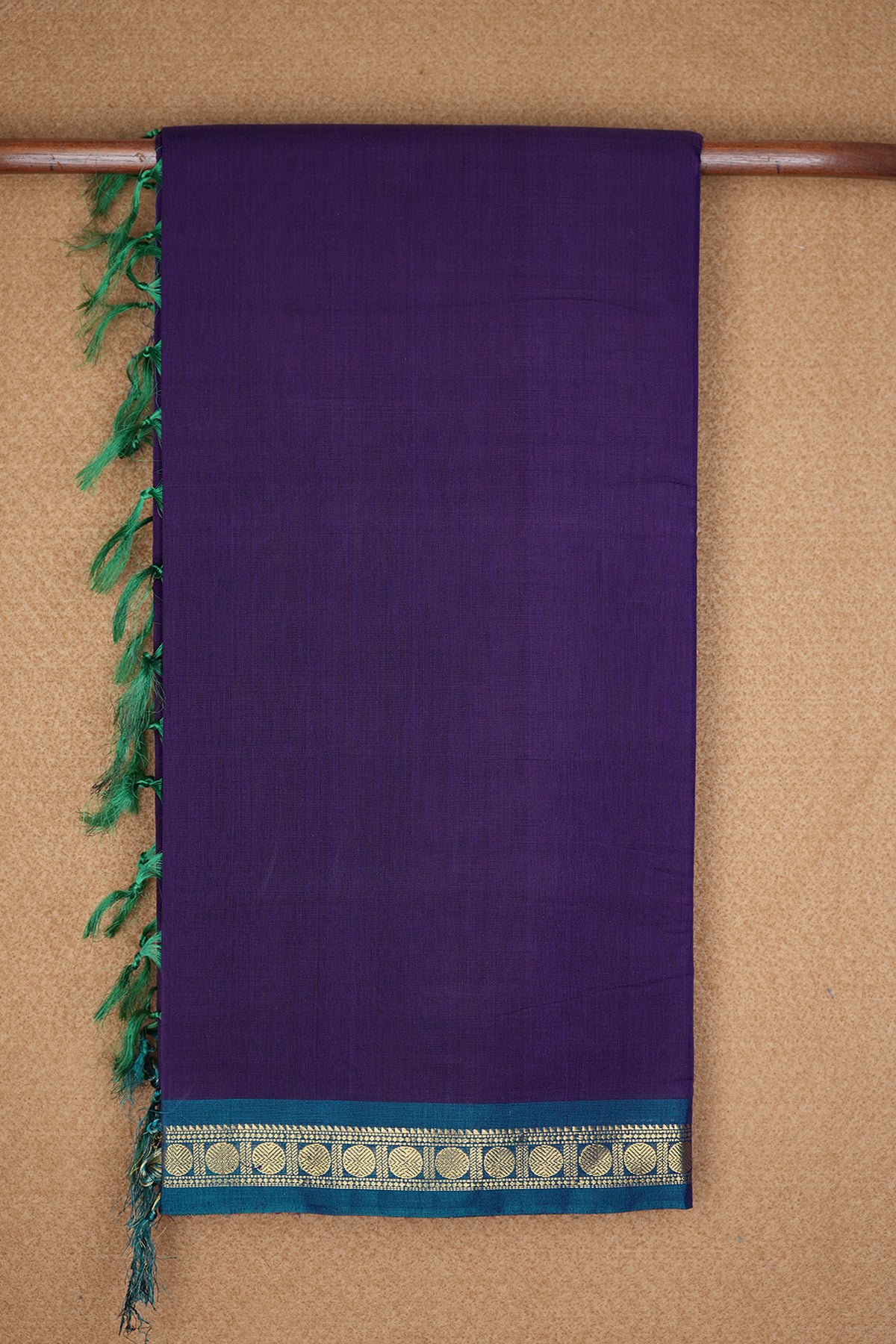 Rudraksh Border Regal Purple Nine Yards Silk Cotton Saree