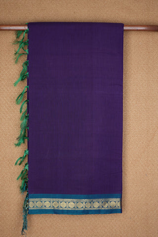 Rudraksh Border Regal Purple Nine Yards Silk Cotton Saree