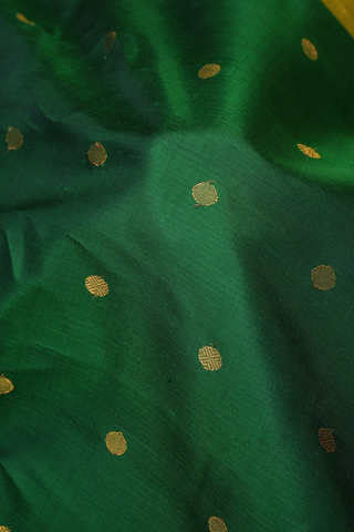 Rudraksh Buttas Emerald Green Gadwal Silk Saree