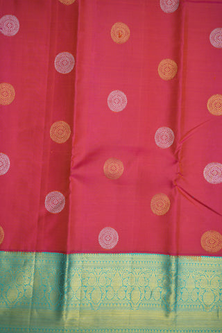 Rudraksh Buttas Reddish Pink Kanchipuram Silk Saree