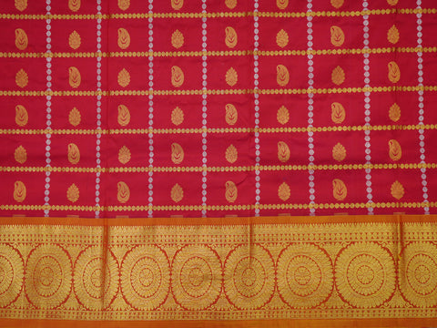 Rudraksh Checks With Buttas Red Silk Pavadai Sattai Material