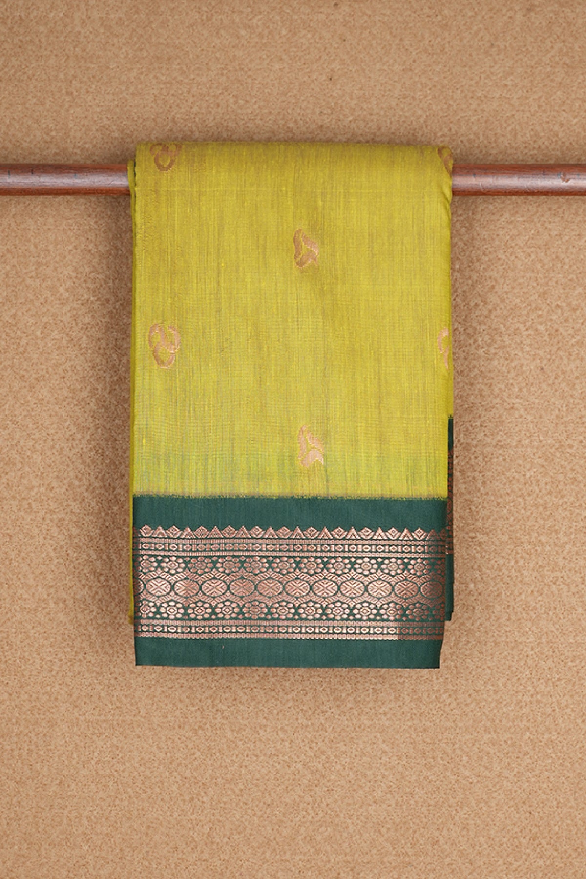 Rudraksh Floral Border Pear Green Apoorva Semi Silk Saree