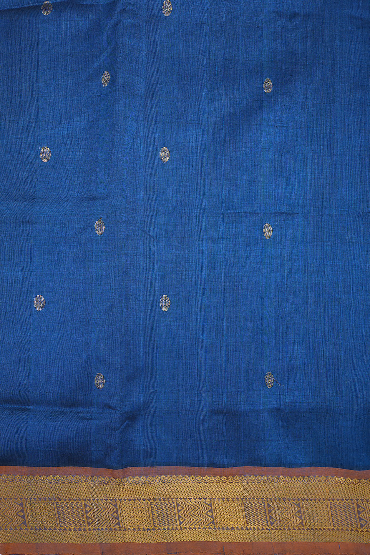 Rudraksh Motifs Indigo Blue Traditional Silk Cotton Saree