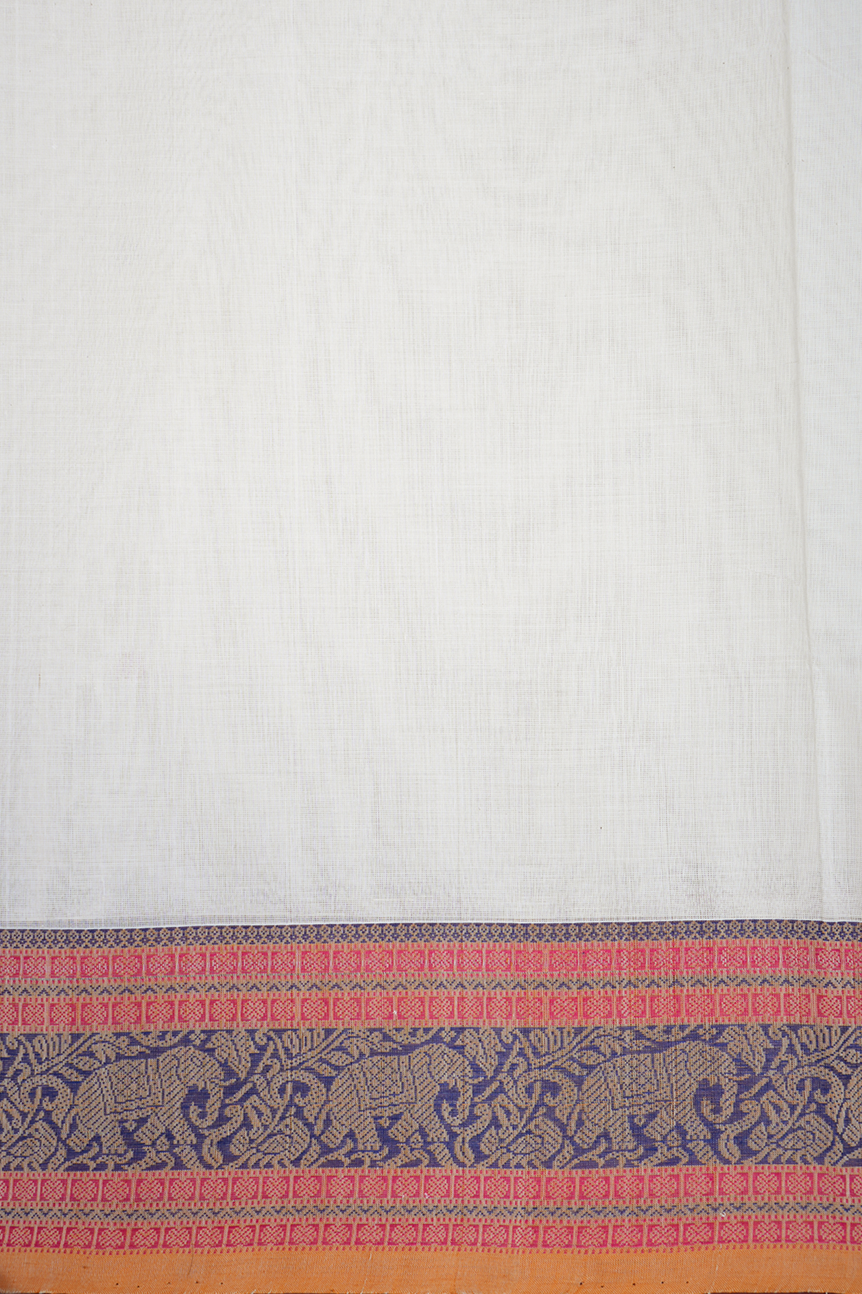 Rudraksh Motifs Off White Coimbatore Cotton Saree