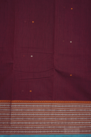 Rudraksh Threadwork Buttis Burgundy Red Kanchi Cotton Saree