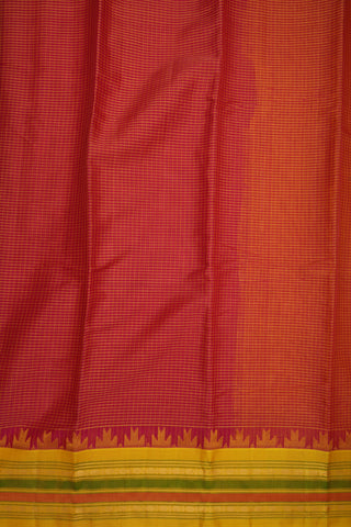 Rudraksh Zari And Temple Threadwork Border Scarlet Red Gadwal Silk Saree