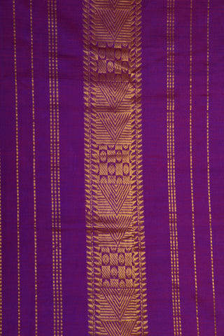 Rudraksh Zari Border In Plain Purple Silk Cotton Saree