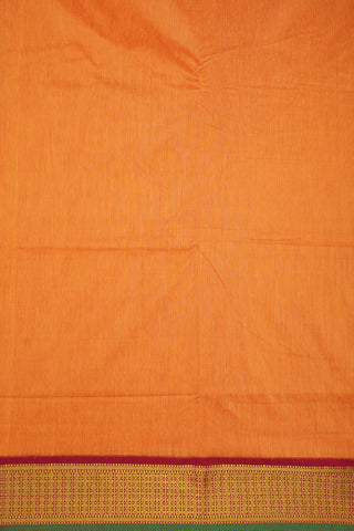 Rudraksh Zari Border Plain Orange Kalyani Cotton Saree
