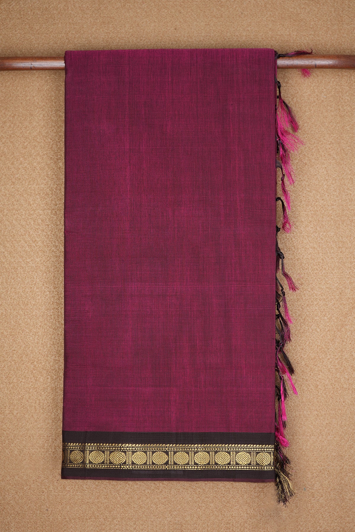 Rudraksh Zari Border Plum Purple Nine Yards Silk Cotton Saree