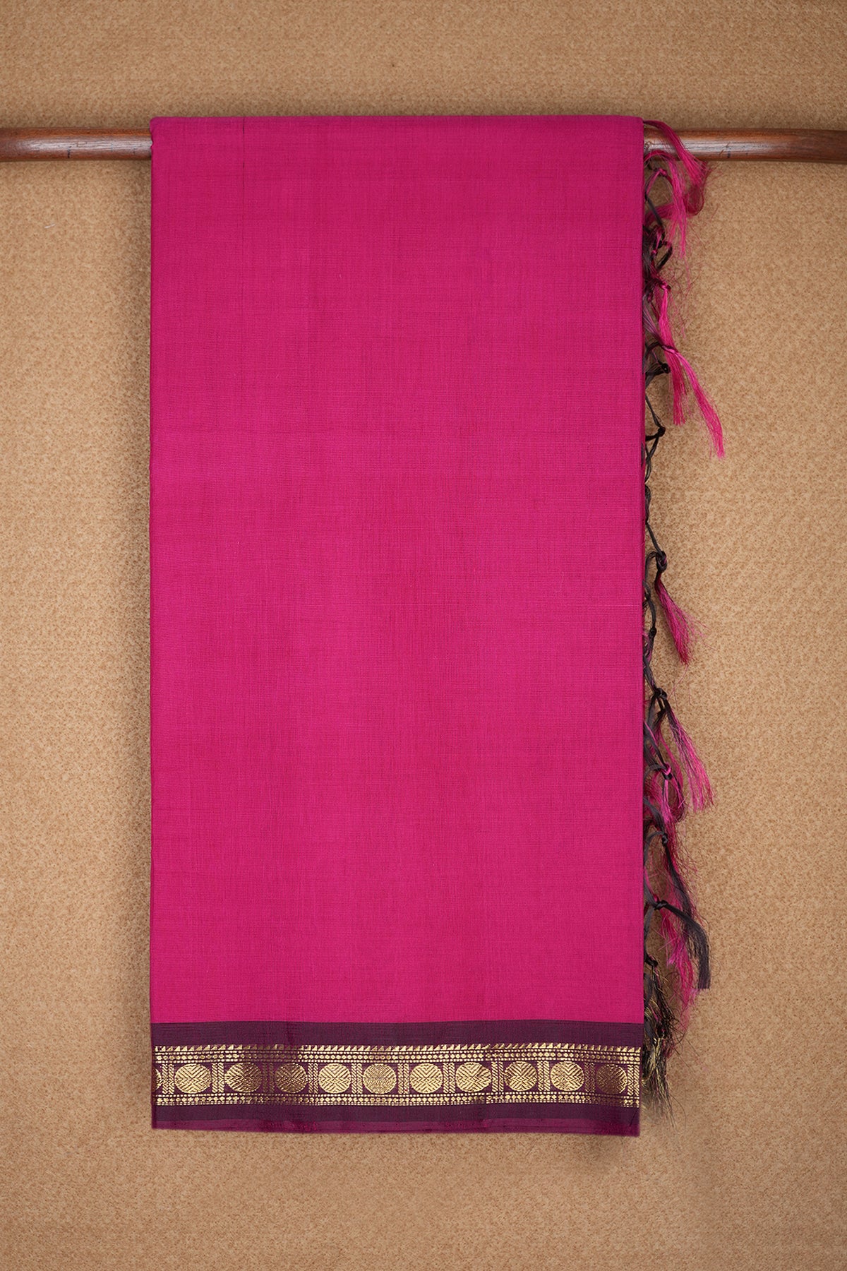Rudraksh Zari Border Rani Pink Nine Yards Silk Cotton Saree