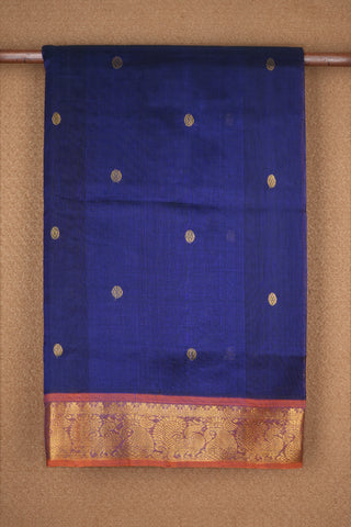 Rudraksh Zari Motifs Navy Blue Silk Cotton Saree