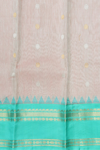 Contrast Border With Silver And Gold Floral Zari Motifs Onion Pink Gadwal Silk Linen Saree