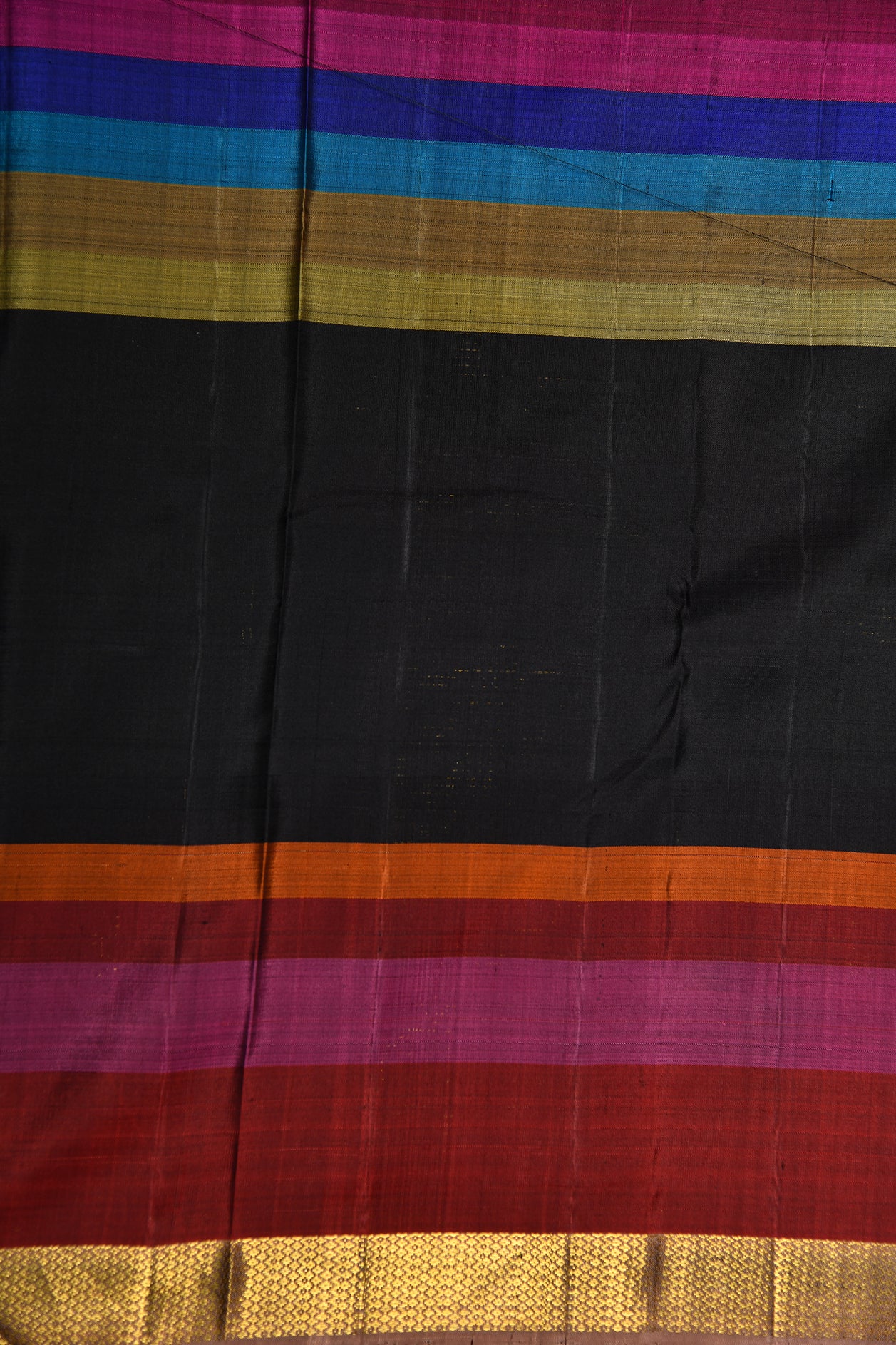Mayilkan Border With Stripes Multicolor Kanchipuram Silk Saree