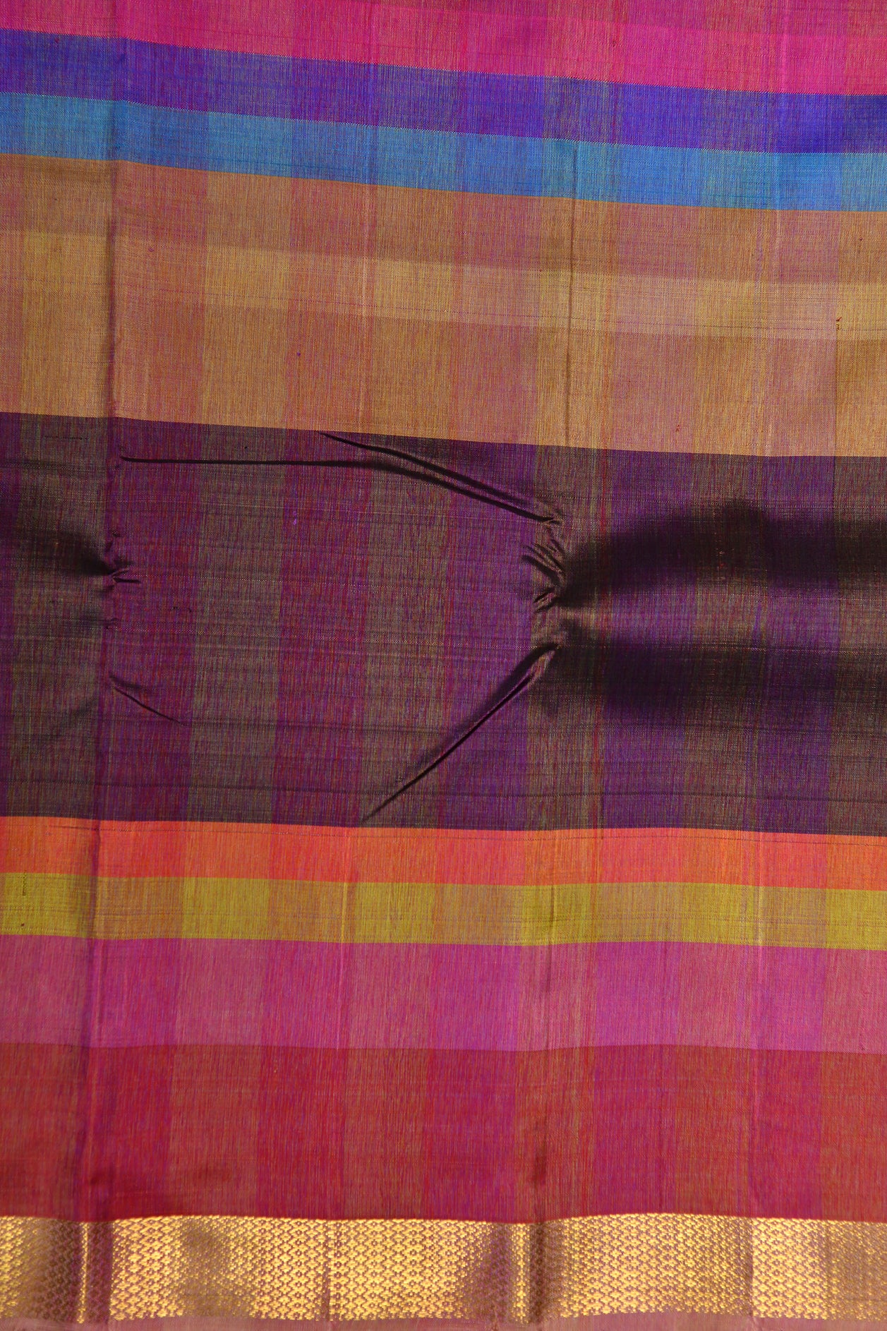 Mayilkan Border With Stripes Multicolor Kanchipuram Silk Saree