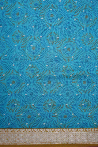 Allover Printed Design Light Blue Chanderi Silk Cotton Saree