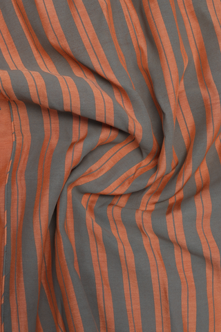 V- Neck Stripes Design Orange Muslin Silk Salwar Set