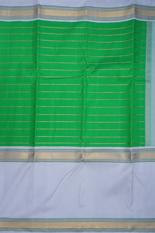 Muppagam Saree In Light Grey And Green Kanchipuram Silk Saree