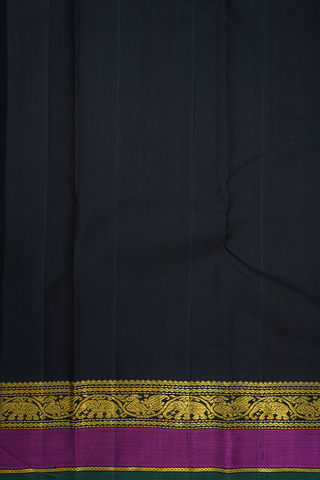 Self Checks Design Black And White Kanchipuram Silk Saree