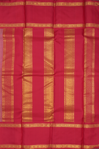 Self Checks Design White And Khaki Kanchipuram Silk Saree