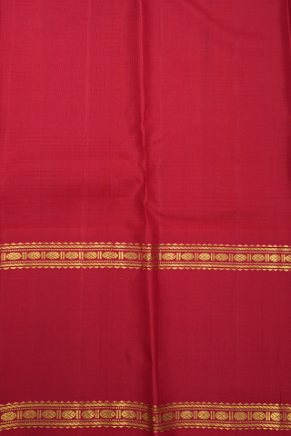Self Checks Design White And Khaki Kanchipuram Silk Saree