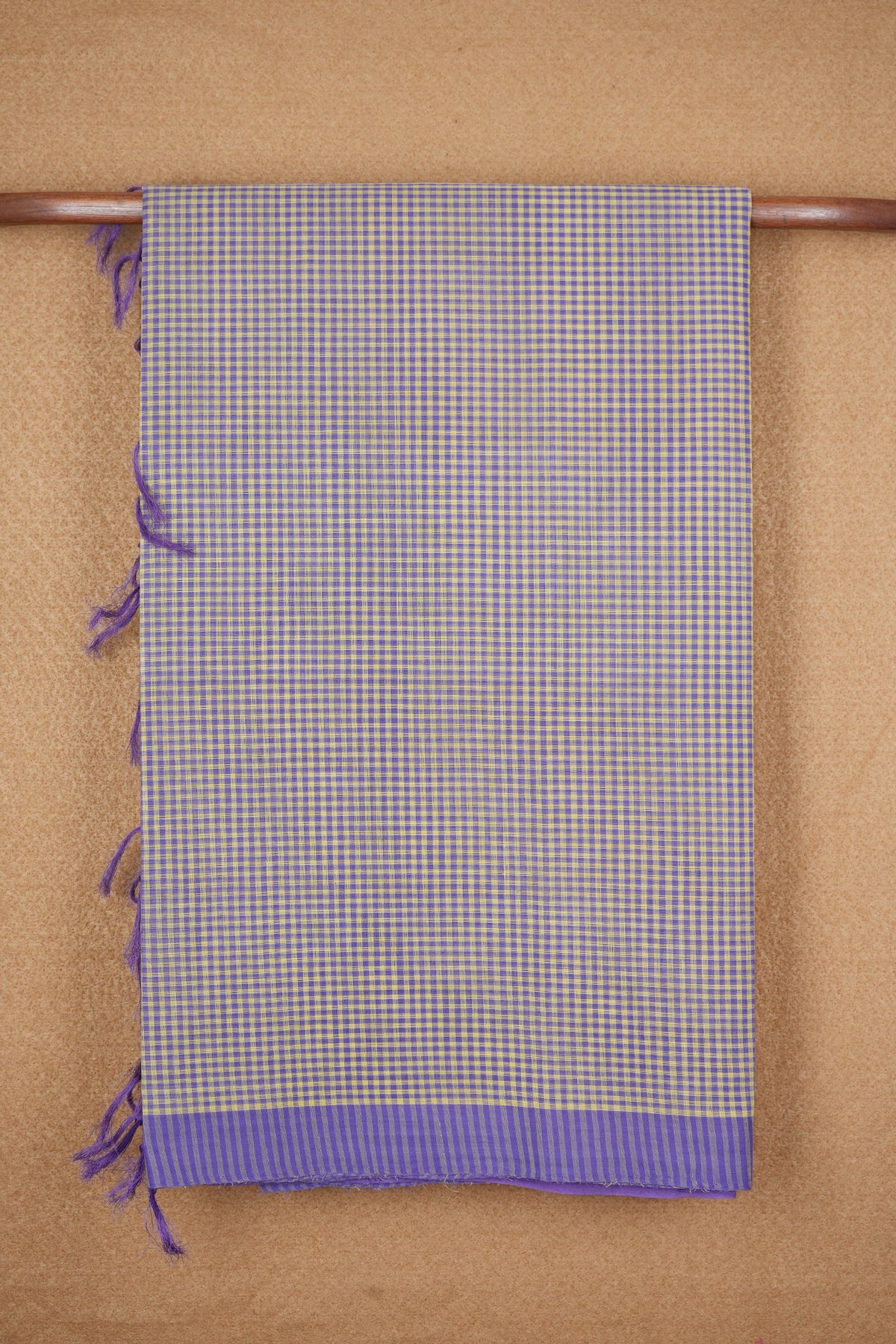 Self Checks Purple And Yellow Coimbatore Cotton Saree
