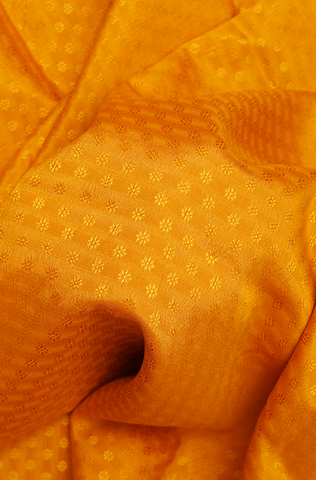 Self Floral Buttis Honey Orange Mysore Silk Saree